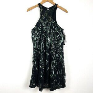 City Studio Green Sequence Cocktail Mini Dress Sz S HOCO Glam Party Clubbing